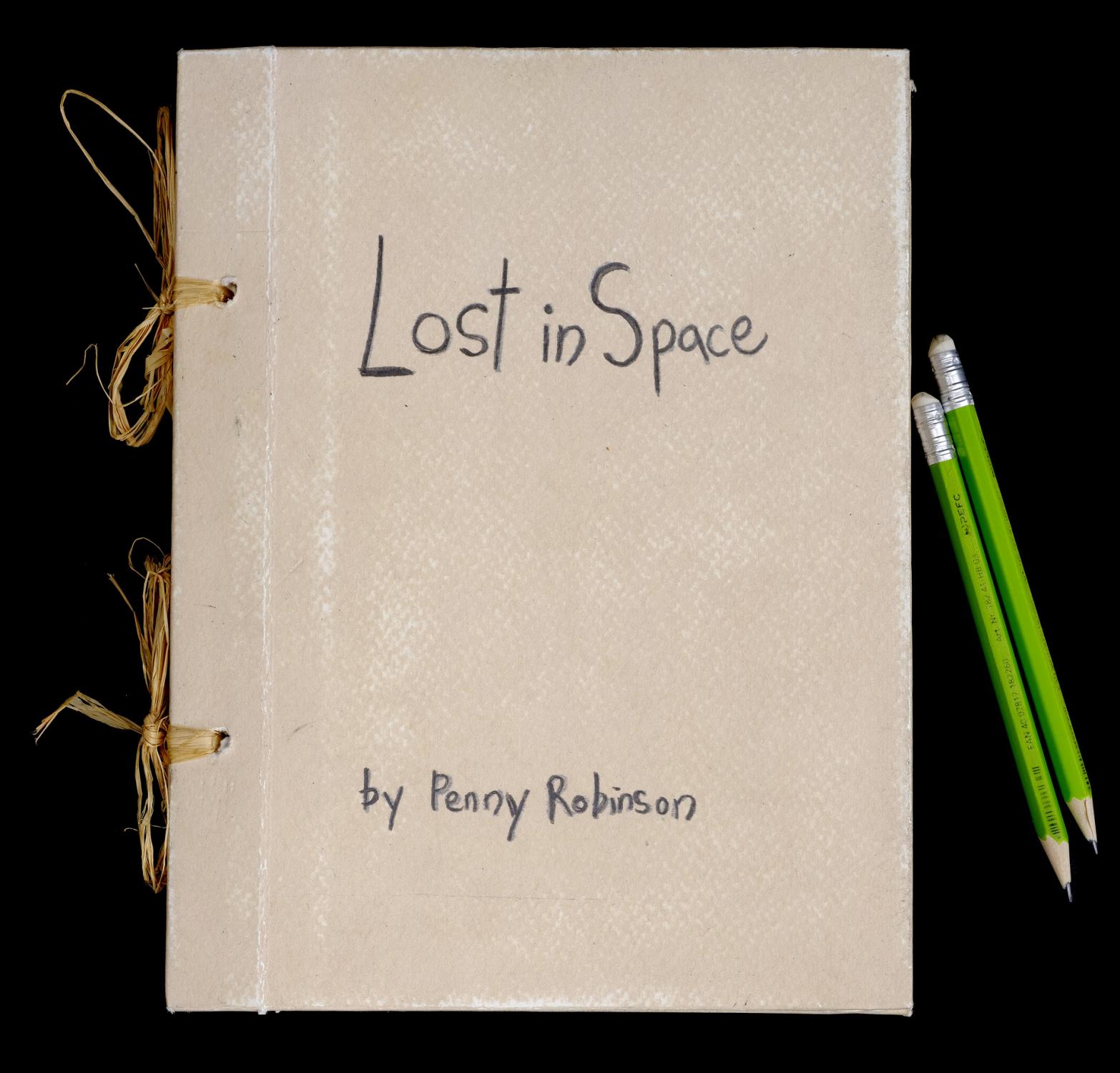 penny-robinson-spacesuit-under-layers-with-boots-and-wrist-communications-device-and-lost-in-space-journal